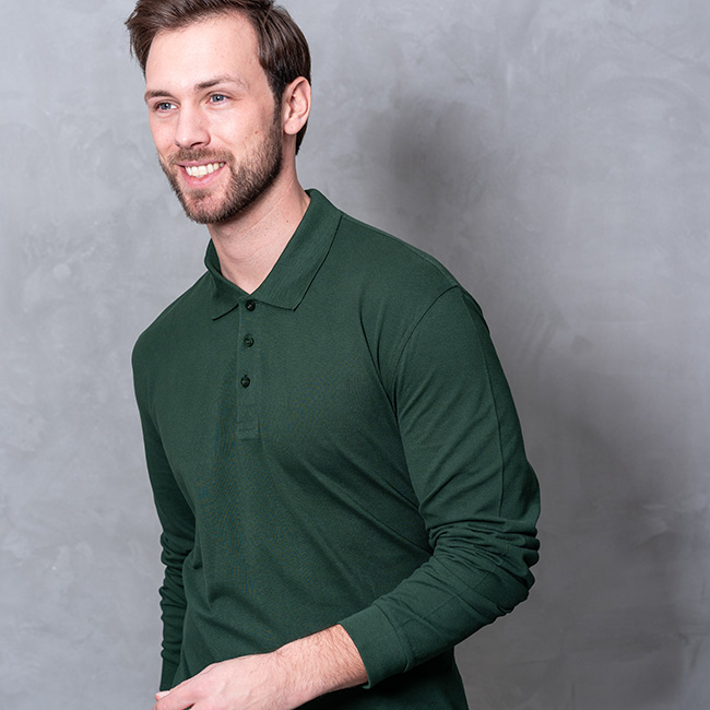 POLOSHIRT Herren Langarm in waldgrün als Werbegeschenk (Abbildung 3)