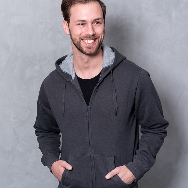 SWEATJACKE Unisex mit Kapuze in dunkelgrau als Werbegeschenk (Abbildung 3)